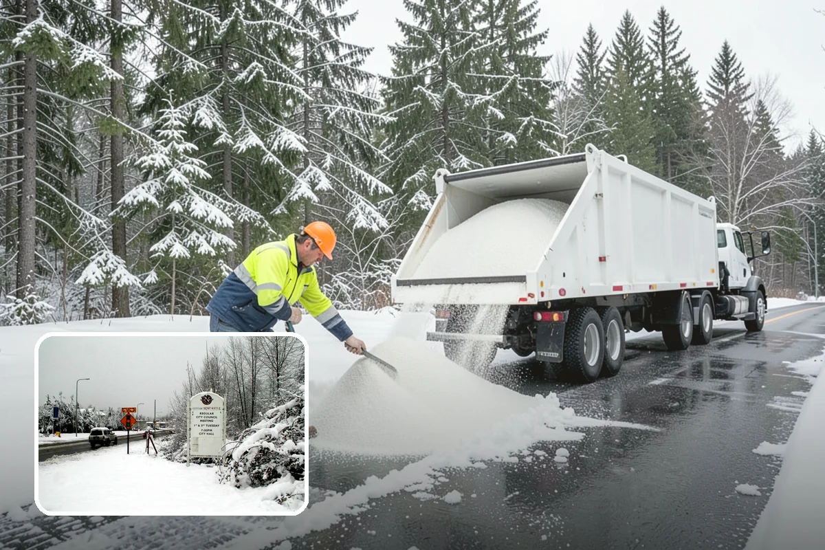 Parking Lot Deicing in Newcastle, King County, WA - Targets black ice unique to PNW freezing rain
