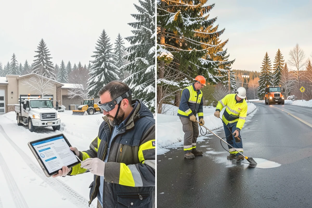 Parking Lot Deicing in Newcastle, King County, WA - We identify shaded corners and poor-drainage areas that ice first