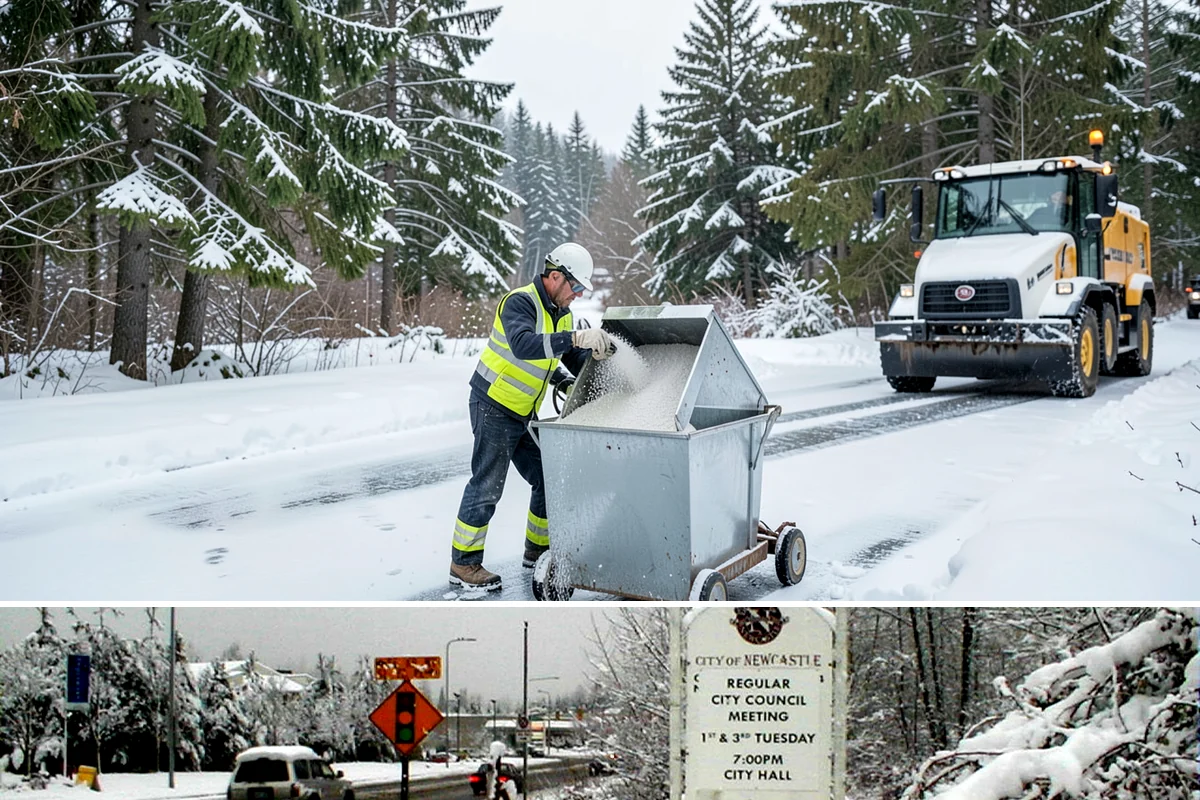 Parking Lot Deicing in Newcastle, King County, WA - Deicing demand peaks during the December-to-February stretch when freezing rain is most frequent in the lowlands.