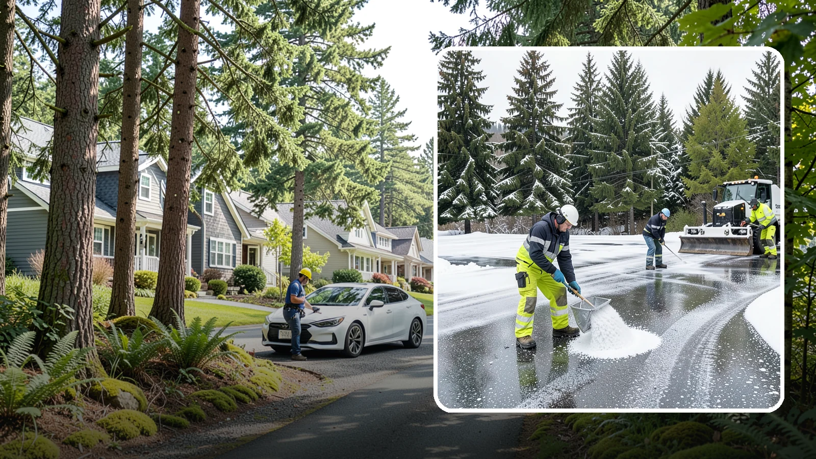 Parking Lot Deicing in Normandy Park, King County, WA - We pre-treat and post-treat commercial lots to stop the black ice that follows Western Washington's freezing rain.