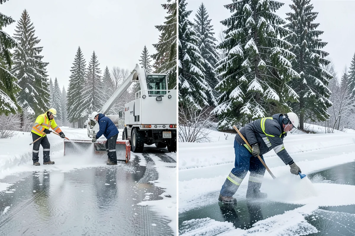 Parking Lot Deicing in Normandy Park, King County, WA - We identify shaded corners and poor-drainage areas that ice first
