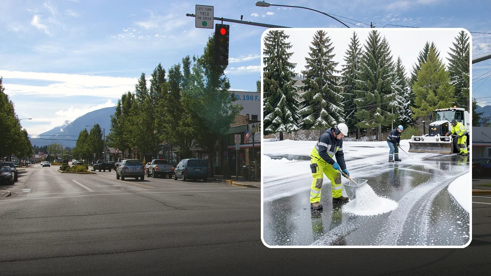 Parking Lot Deicing in North Bend, King County, WA - We pre-treat and post-treat commercial lots to stop the black ice that follows Western Washington's freezing rain.