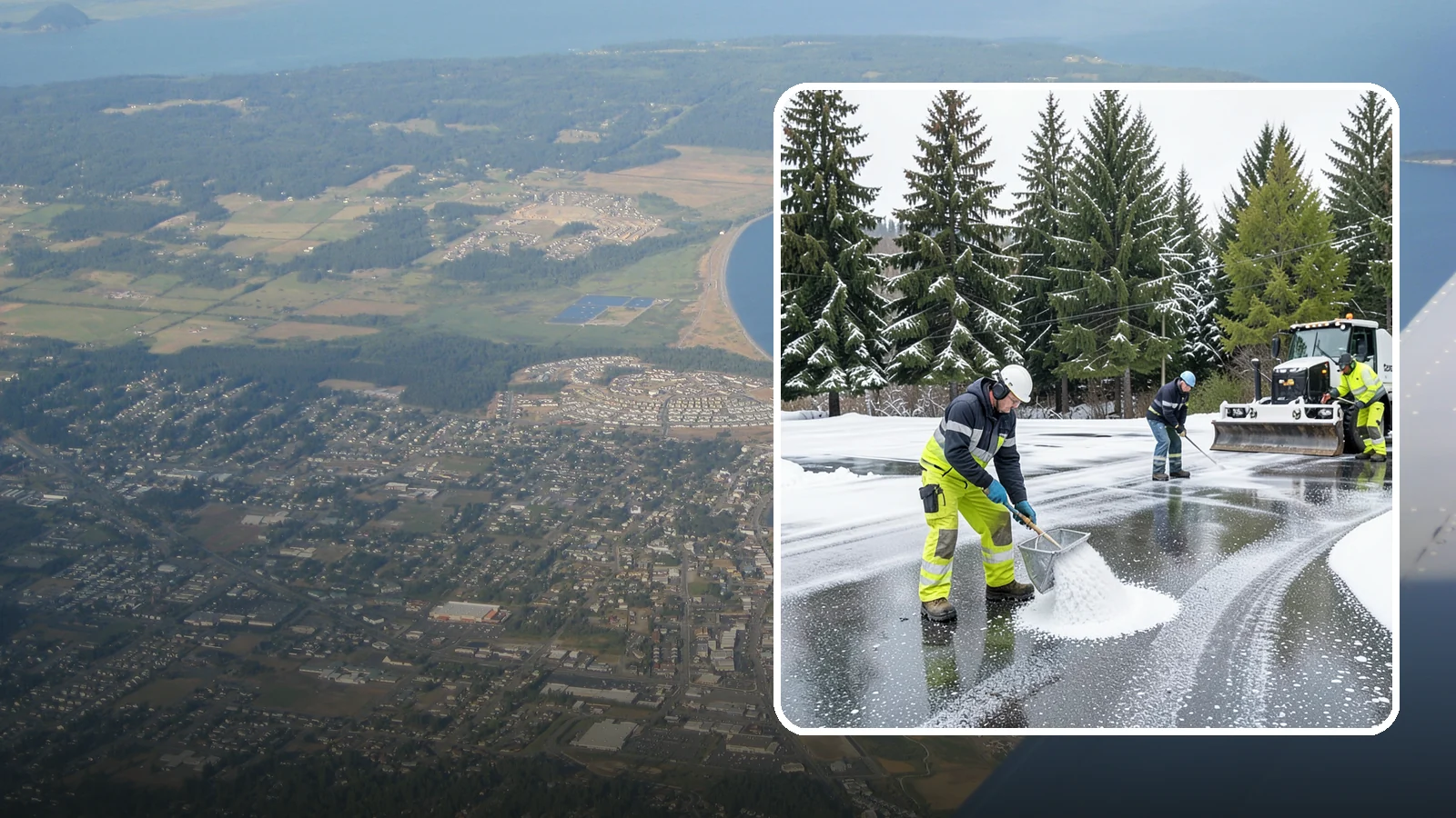 Parking Lot Deicing in Oak Harbor, Island County, WA - We pre-treat and post-treat commercial lots to stop the black ice that follows Western Washington's freezing rain.