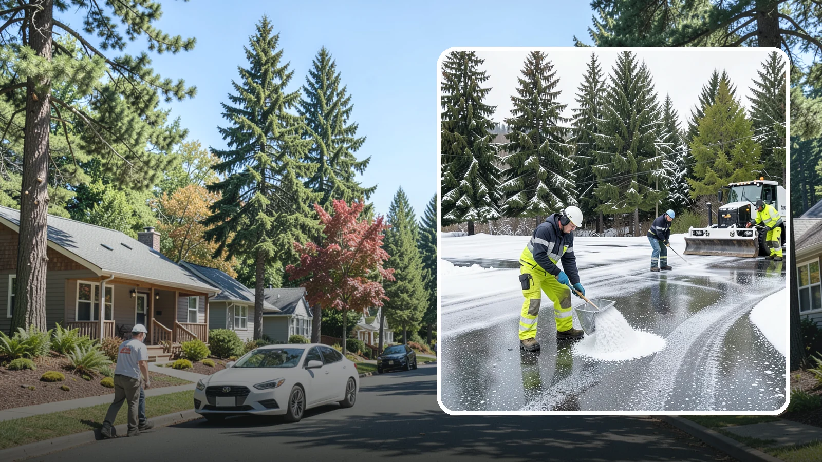 Parking Lot Deicing in Orting, Pierce County, WA - We pre-treat and post-treat commercial lots to stop the black ice that follows Western Washington's freezing rain.