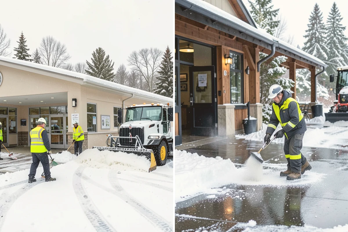 Parking Lot Deicing in Orting, Pierce County, WA - We identify shaded corners and poor-drainage areas that ice first