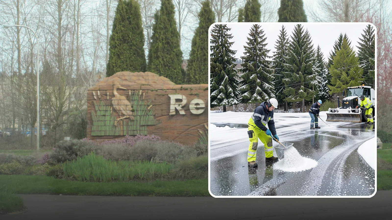 Parking Lot Deicing in Renton, King County, WA - We pre-treat and post-treat commercial lots to stop the black ice that follows Western Washington's freezing rain.