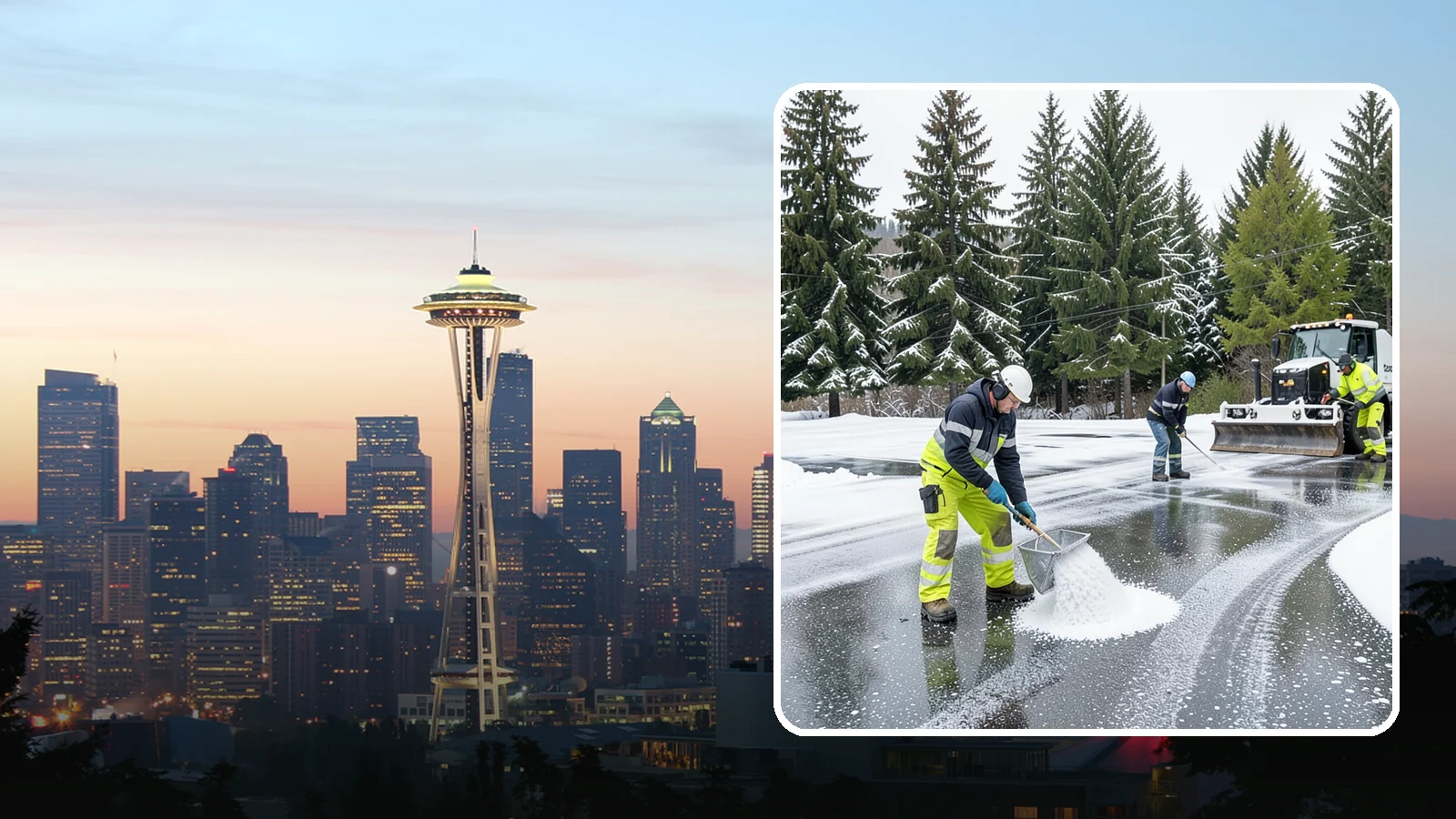 Parking Lot Deicing in Seattle, King County, WA - We pre-treat and post-treat commercial lots to stop the black ice that follows Western Washington's freezing rain.