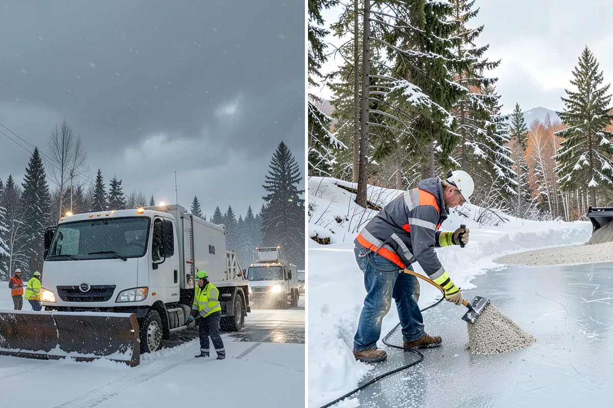 Parking Lot Deicing in Sedro-Woolley, Skagit County, WA - We identify shaded corners and poor-drainage areas that ice first