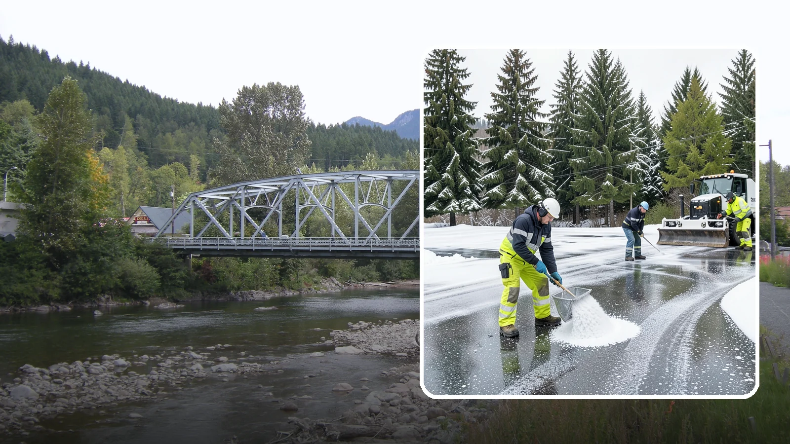 Parking Lot Deicing in Skykomish, King County, WA - We pre-treat and post-treat commercial lots to stop the black ice that follows Western Washington's freezing rain.