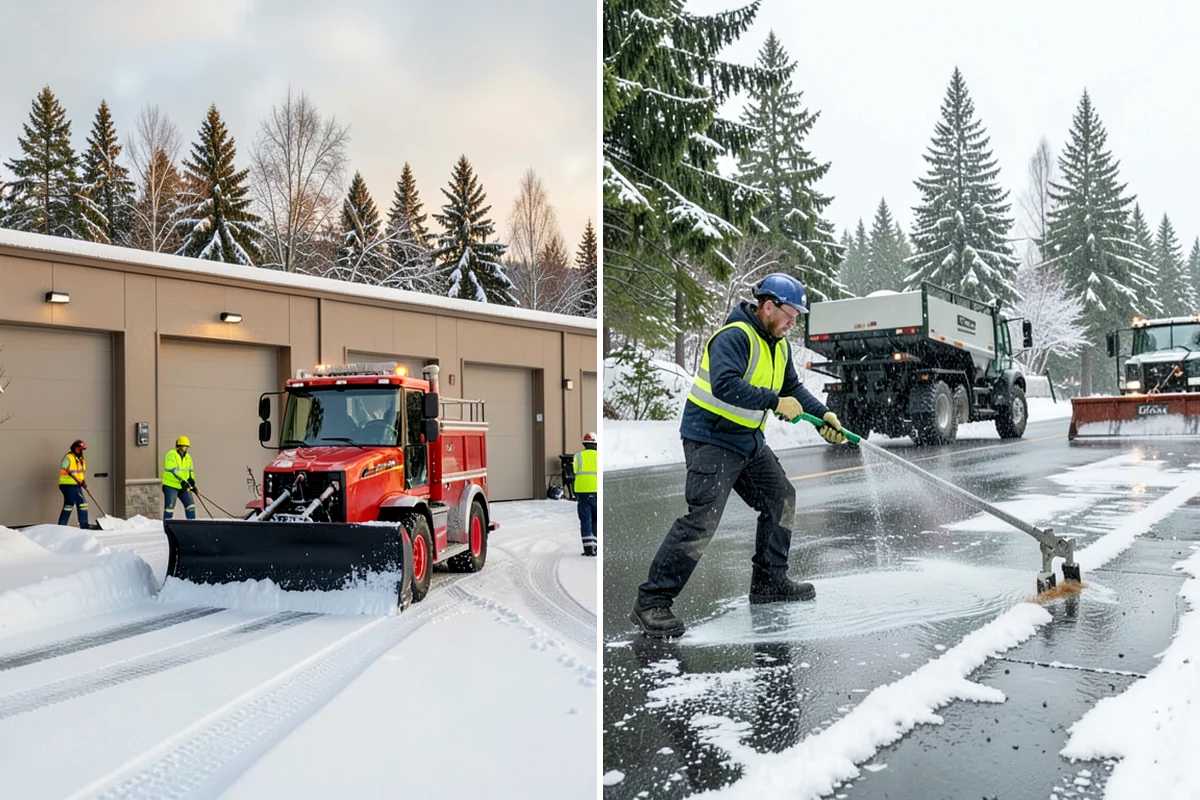 Parking Lot Deicing in Snoqualmie, King County, WA - We identify shaded corners and poor-drainage areas that ice first