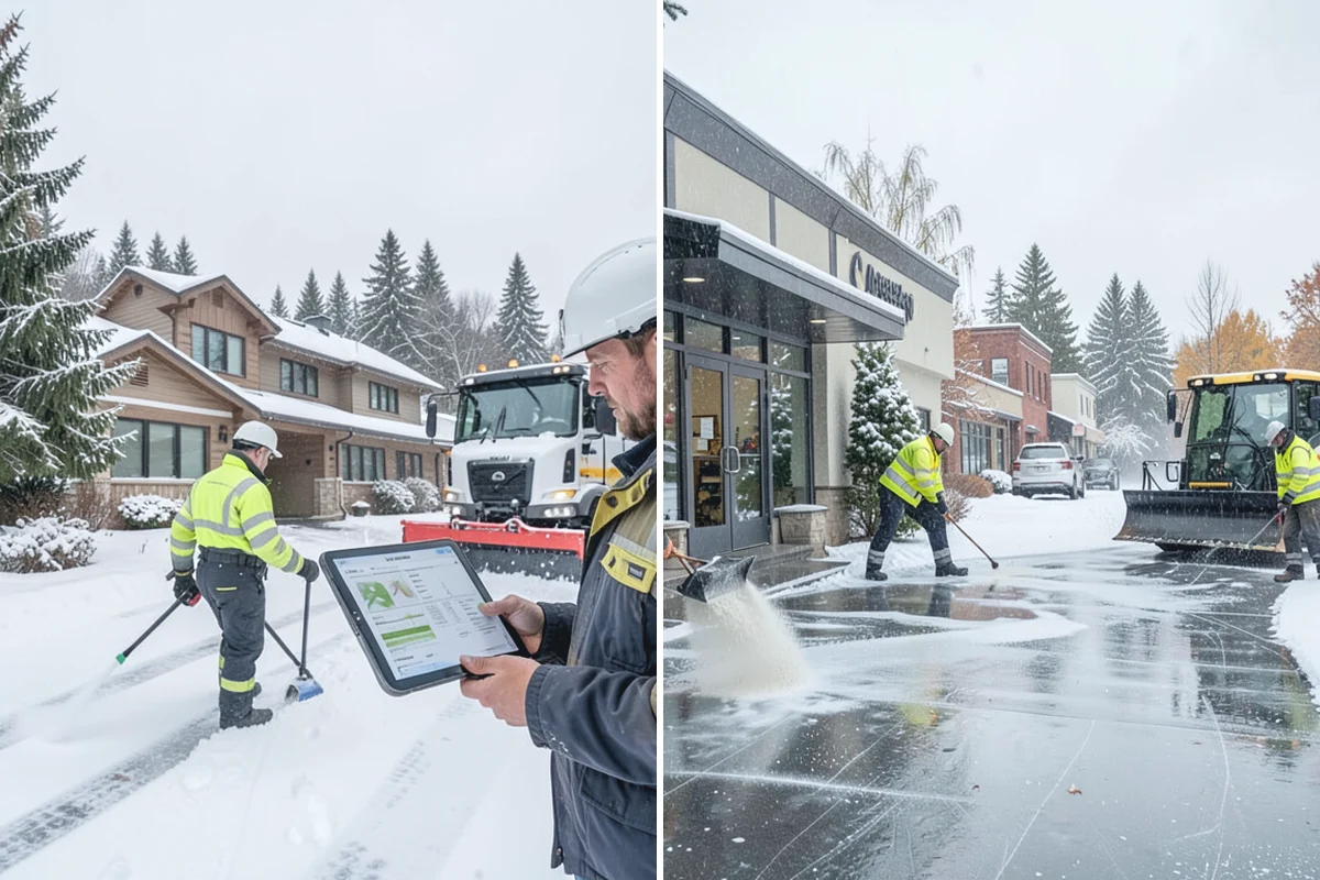 Parking Lot Deicing in South Prairie, Pierce County, WA - We identify shaded corners and poor-drainage areas that ice first