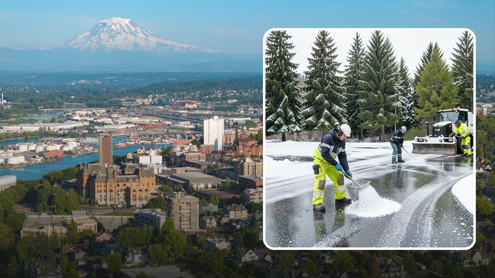 Parking Lot Deicing in Tacoma, Pierce County, WA - We pre-treat and post-treat commercial lots to stop the black ice that follows Western Washington's freezing rain.