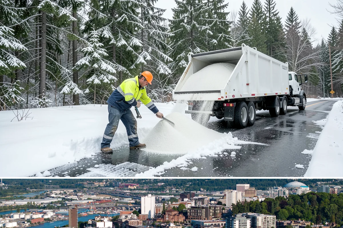 Parking Lot Deicing in Tacoma, Pierce County, WA - Deicing demand peaks during the December-to-February stretch when freezing rain is most frequent in the lowlands.