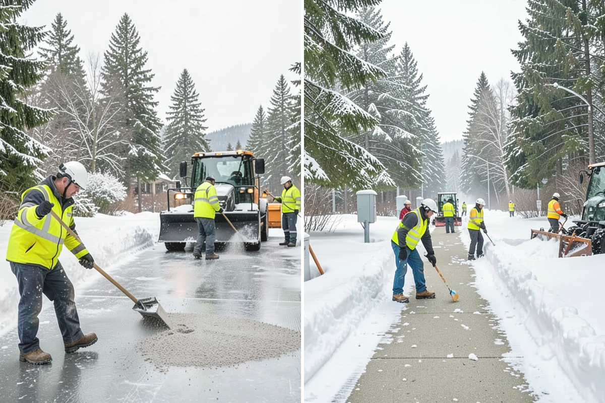 Parking Lot Deicing in Tukwila, King County, WA - We identify shaded corners and poor-drainage areas that ice first