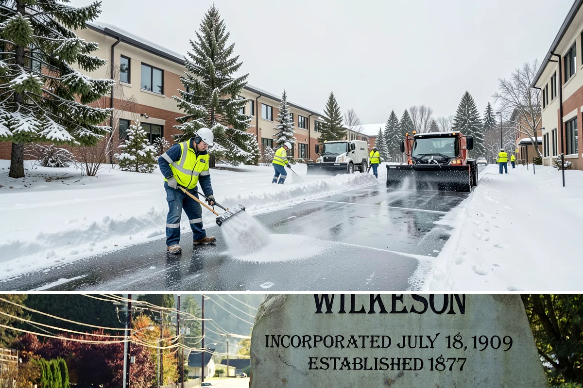 Parking Lot Deicing in Wilkeson, Pierce County, WA - Deicing demand peaks during the December-to-February stretch when freezing rain is most frequent in the lowlands.