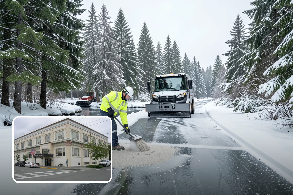 Parking Lot Ice Removal in Anacortes, Skagit County, WA - Clears layered ice deicer cannot lift