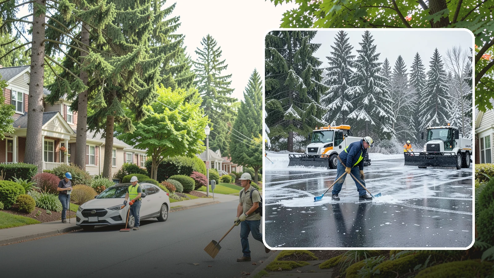 Parking Lot Ice Removal in Beaux Arts Village, King County, WA - We break up and clear stubborn ice sheets that form after Western Washington's thaw-and-refreeze cycles.
