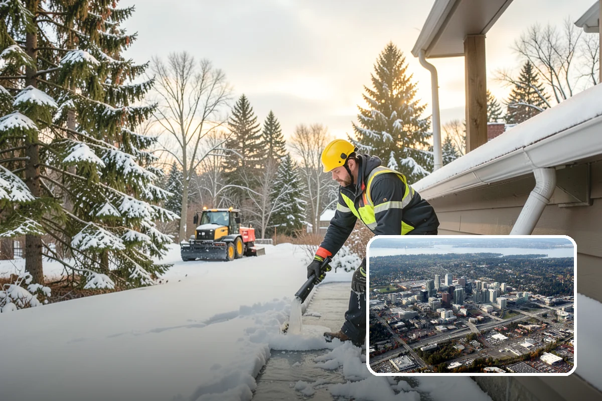 Parking Lot Ice Removal in Bellevue, King County, WA - Clears layered ice deicer cannot lift