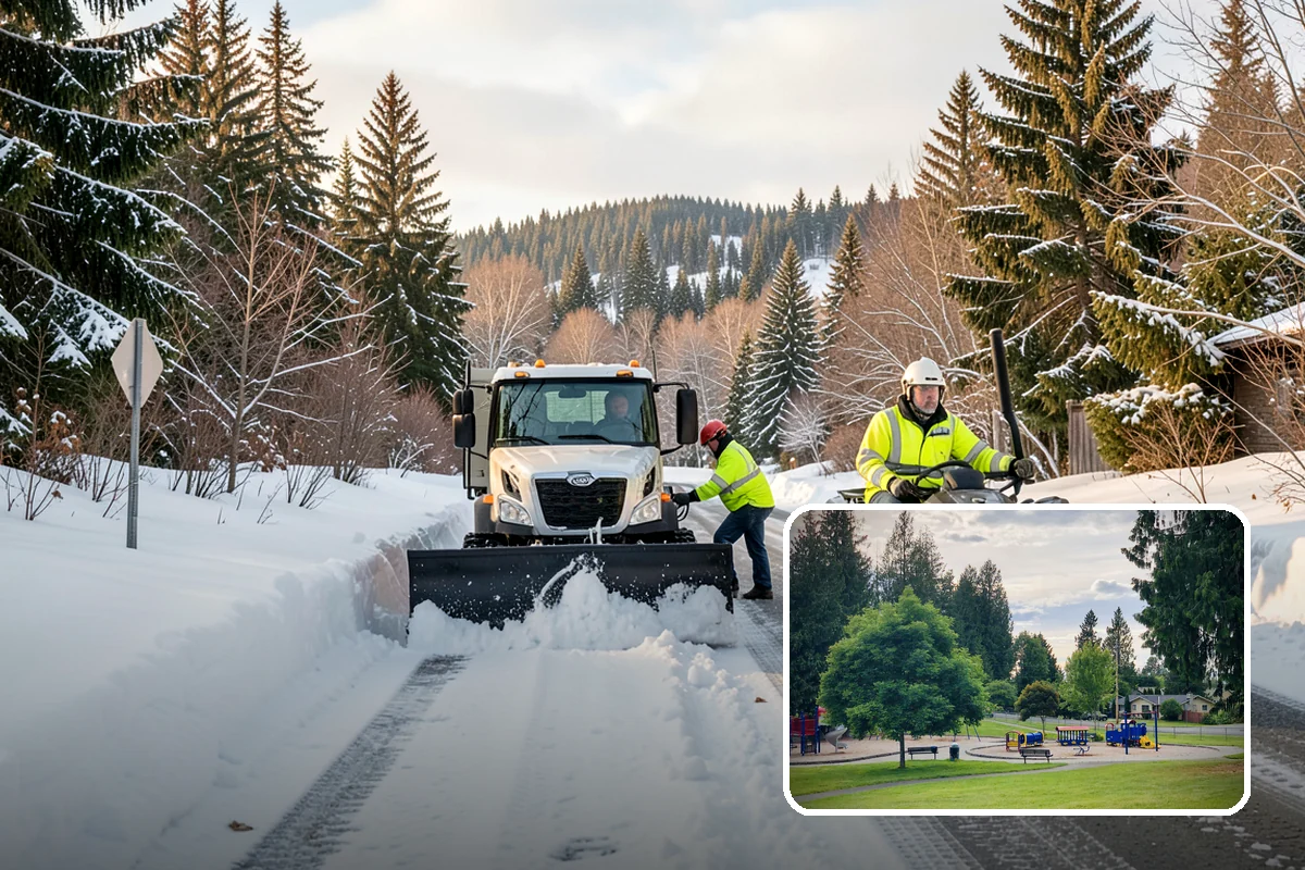 Parking Lot Ice Removal in Bonney Lake, Pierce County, WA - Clears layered ice deicer cannot lift
