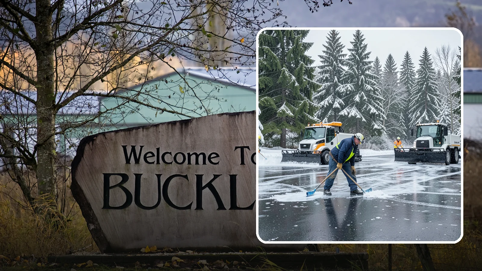 Parking Lot Ice Removal in Buckley, Pierce County, WA - We break up and clear stubborn ice sheets that form after Western Washington's thaw-and-refreeze cycles.