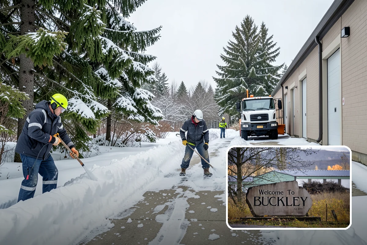 Parking Lot Ice Removal in Buckley, Pierce County, WA - Clears layered ice deicer cannot lift