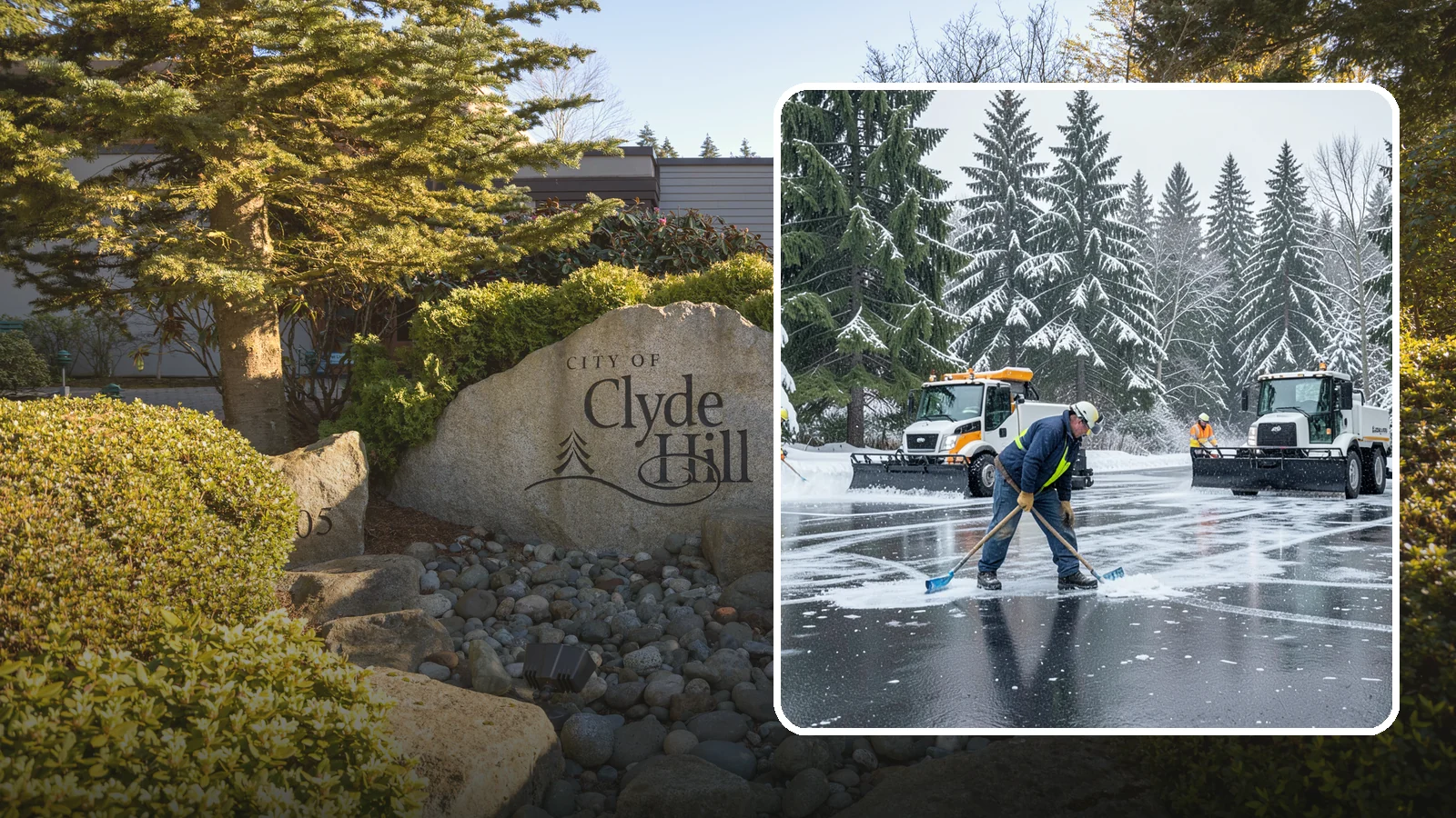 Parking Lot Ice Removal in Clyde Hill, King County, WA - We break up and clear stubborn ice sheets that form after Western Washington's thaw-and-refreeze cycles.