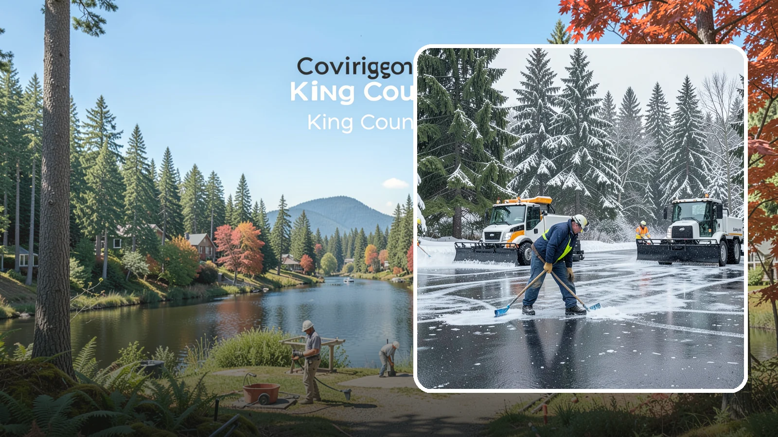 Parking Lot Ice Removal in Covington, King County, WA - We break up and clear stubborn ice sheets that form after Western Washington's thaw-and-refreeze cycles.