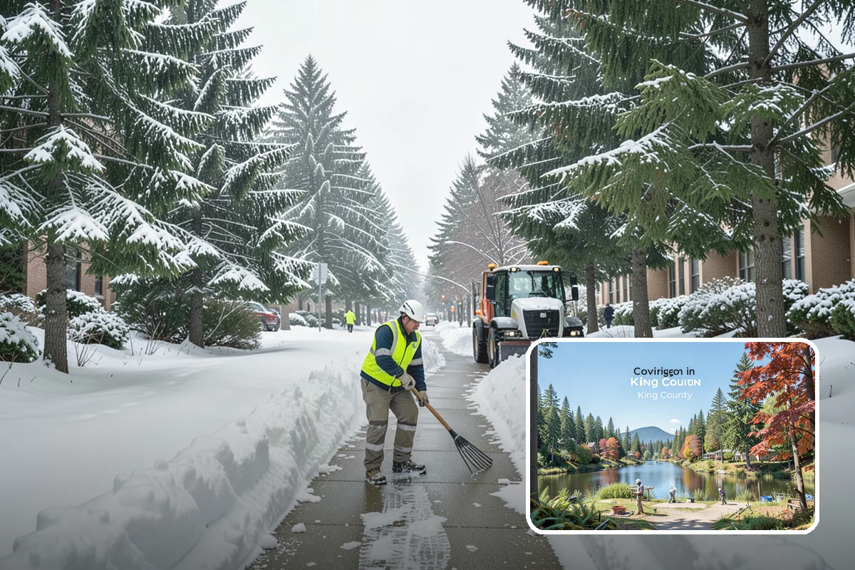 Parking Lot Ice Removal in Covington, King County, WA - Clears layered ice deicer cannot lift