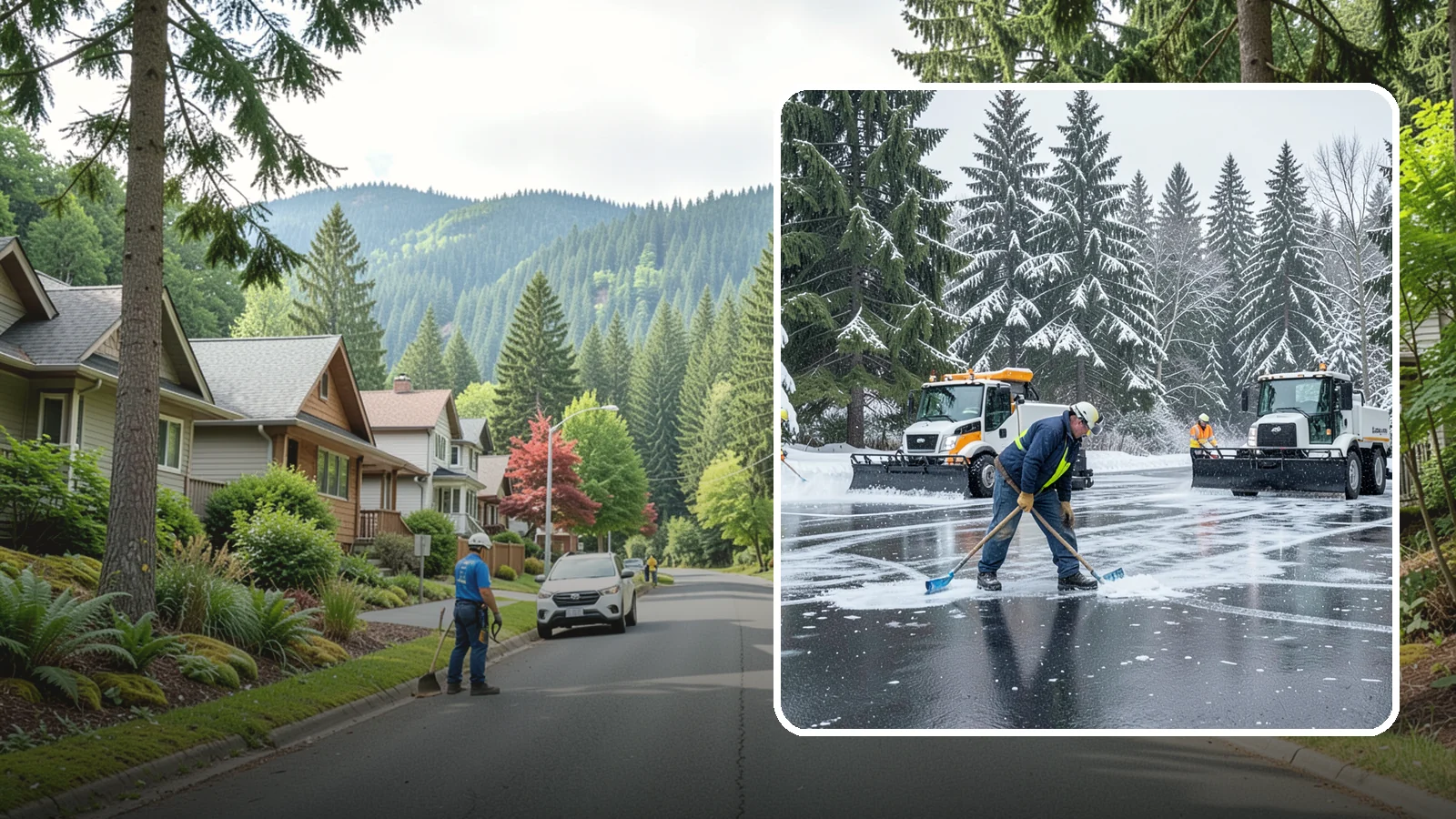 Parking Lot Ice Removal in Darrington, Snohomish County, WA - We break up and clear stubborn ice sheets that form after Western Washington's thaw-and-refreeze cycles.