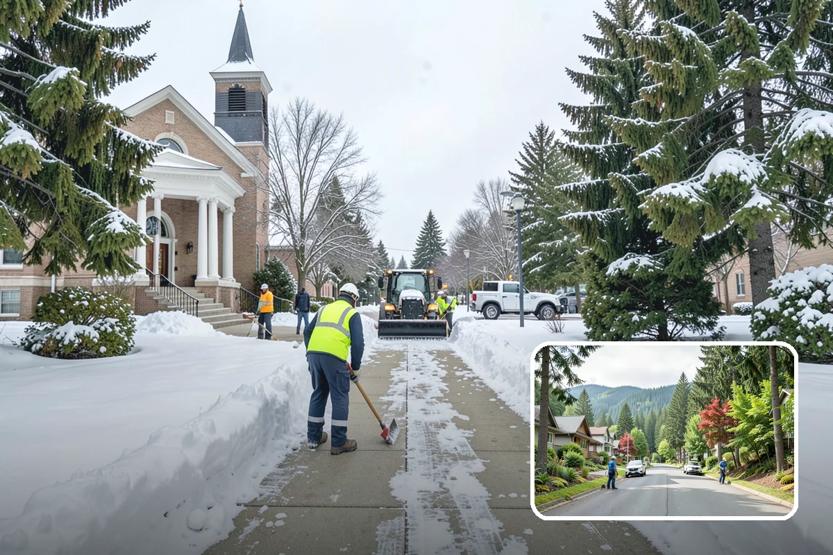 Parking Lot Ice Removal in Darrington, Snohomish County, WA - Clears layered ice deicer cannot lift