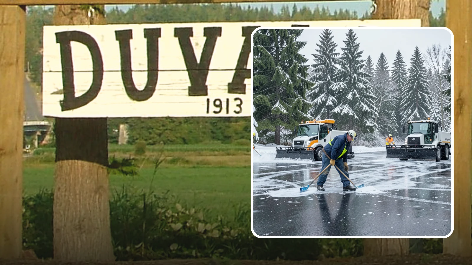 Parking Lot Ice Removal in Duvall, King County, WA - We break up and clear stubborn ice sheets that form after Western Washington's thaw-and-refreeze cycles.