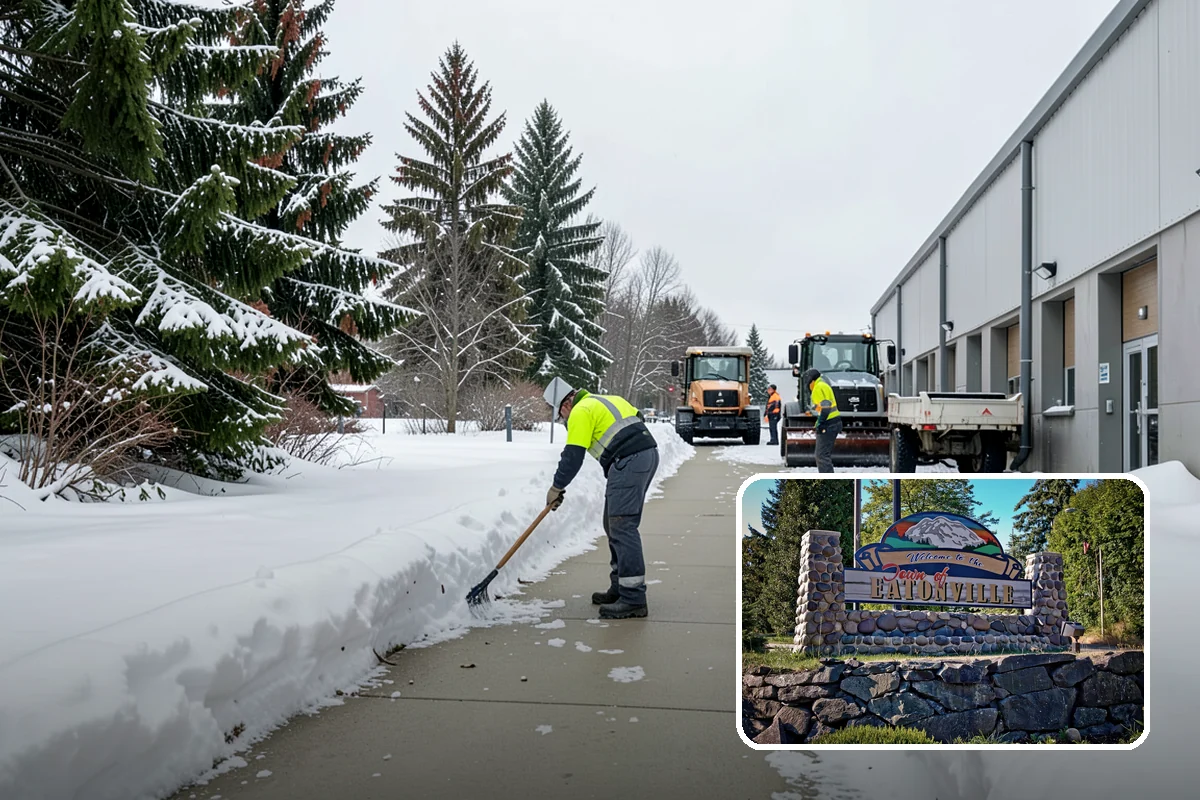 Parking Lot Ice Removal in Eatonville, Pierce County, WA - Clears layered ice deicer cannot lift