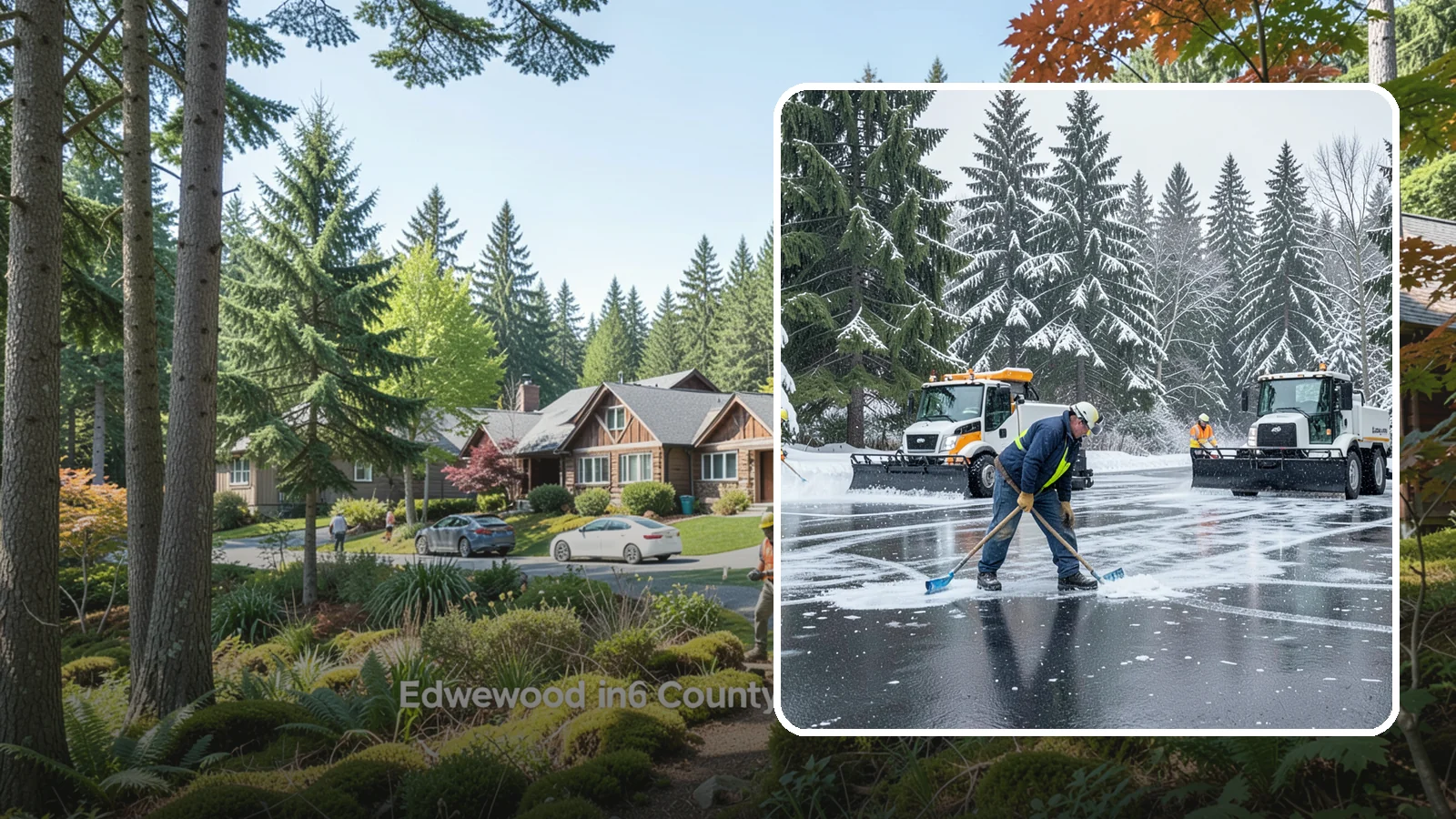 Parking Lot Ice Removal in Edgewood, Pierce County, WA - We break up and clear stubborn ice sheets that form after Western Washington's thaw-and-refreeze cycles.