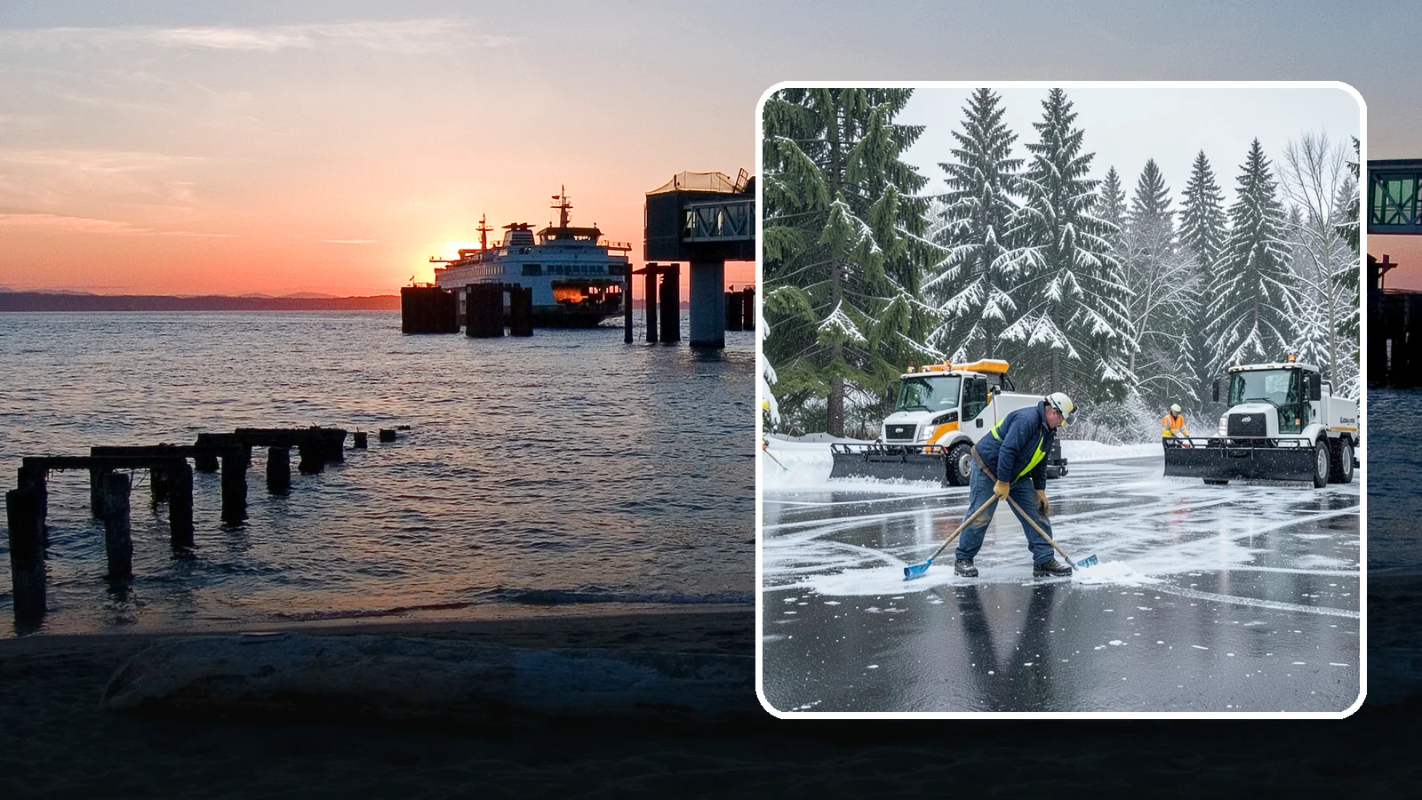 Parking Lot Ice Removal in Edmonds, Snohomish County, WA - We break up and clear stubborn ice sheets that form after Western Washington's thaw-and-refreeze cycles.