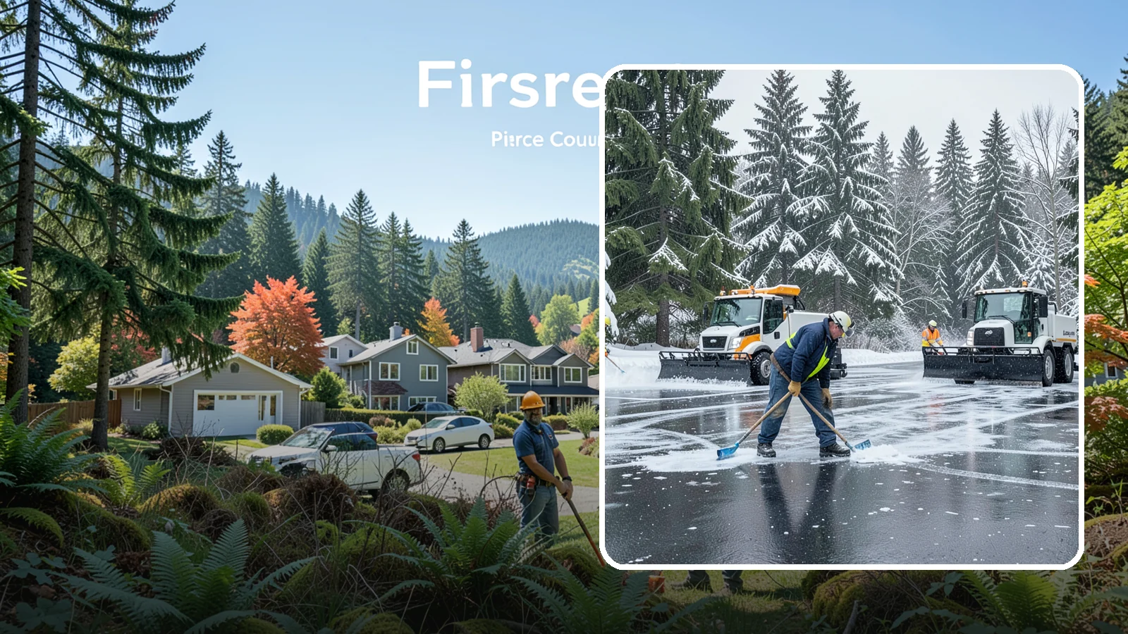 Parking Lot Ice Removal in Fircrest, Pierce County, WA - We break up and clear stubborn ice sheets that form after Western Washington's thaw-and-refreeze cycles.