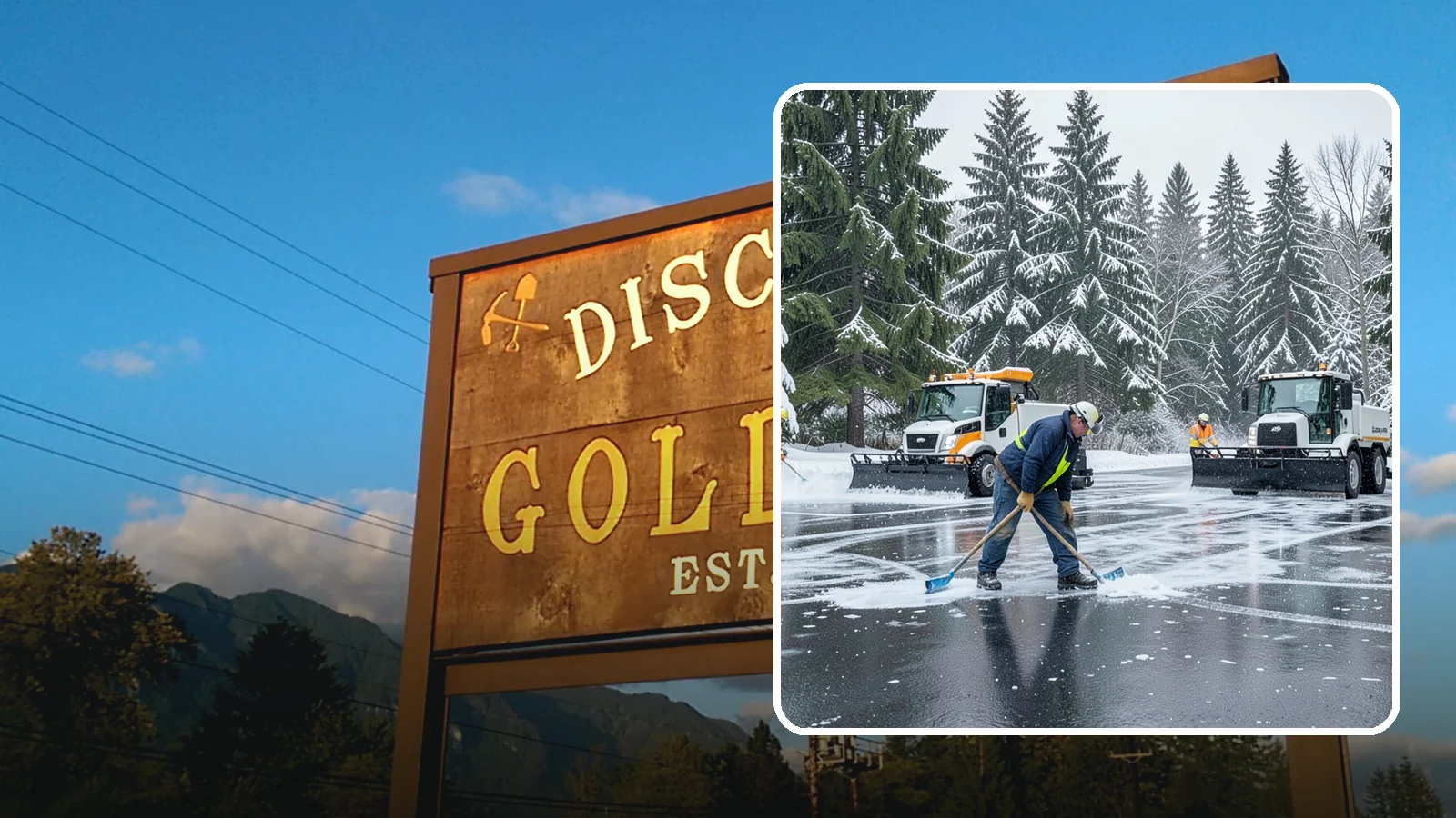 Parking Lot Ice Removal in Gold Bar, Snohomish County, WA - We break up and clear stubborn ice sheets that form after Western Washington's thaw-and-refreeze cycles.