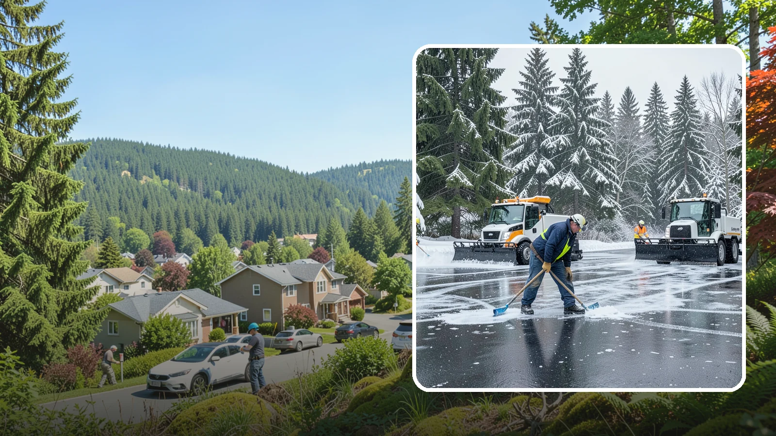 Parking Lot Ice Removal in Index, Snohomish County, WA - We break up and clear stubborn ice sheets that form after Western Washington's thaw-and-refreeze cycles.