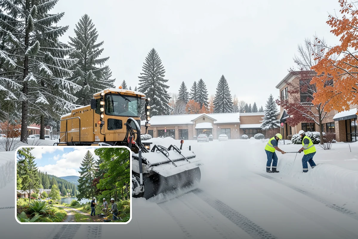 Parking Lot Ice Removal in Lake Forest Park, King County, WA - Clears layered ice deicer cannot lift