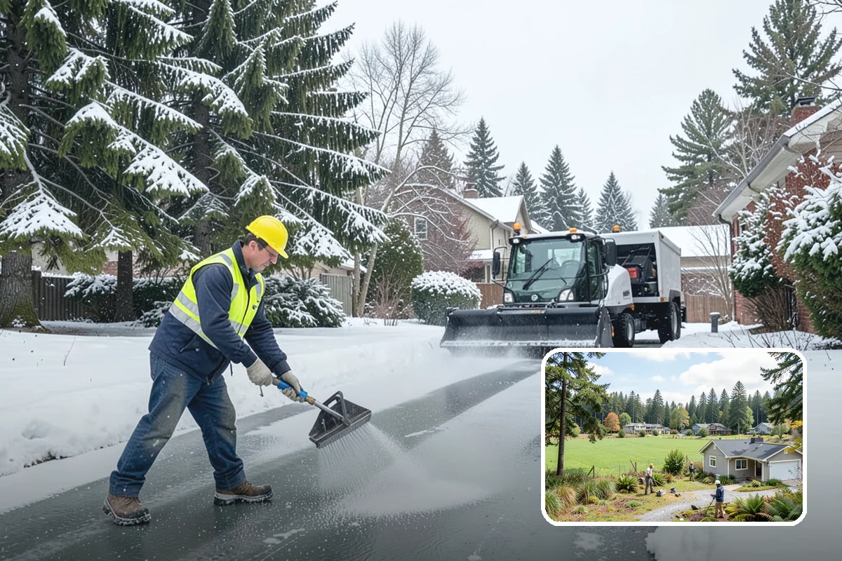 Parking Lot Ice Removal in Lyman, Skagit County, WA - Clears layered ice deicer cannot lift