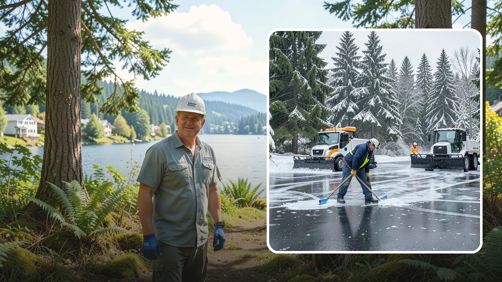 Parking Lot Ice Removal in Milton, King County, WA - We break up and clear stubborn ice sheets that form after Western Washington's thaw-and-refreeze cycles.
