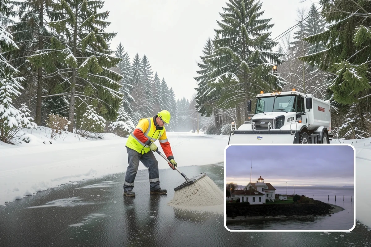 Parking Lot Ice Removal in Mukilteo, Snohomish County, WA - Clears layered ice deicer cannot lift