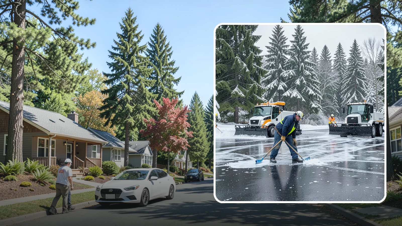 Parking Lot Ice Removal in Orting, Pierce County, WA - We break up and clear stubborn ice sheets that form after Western Washington's thaw-and-refreeze cycles.
