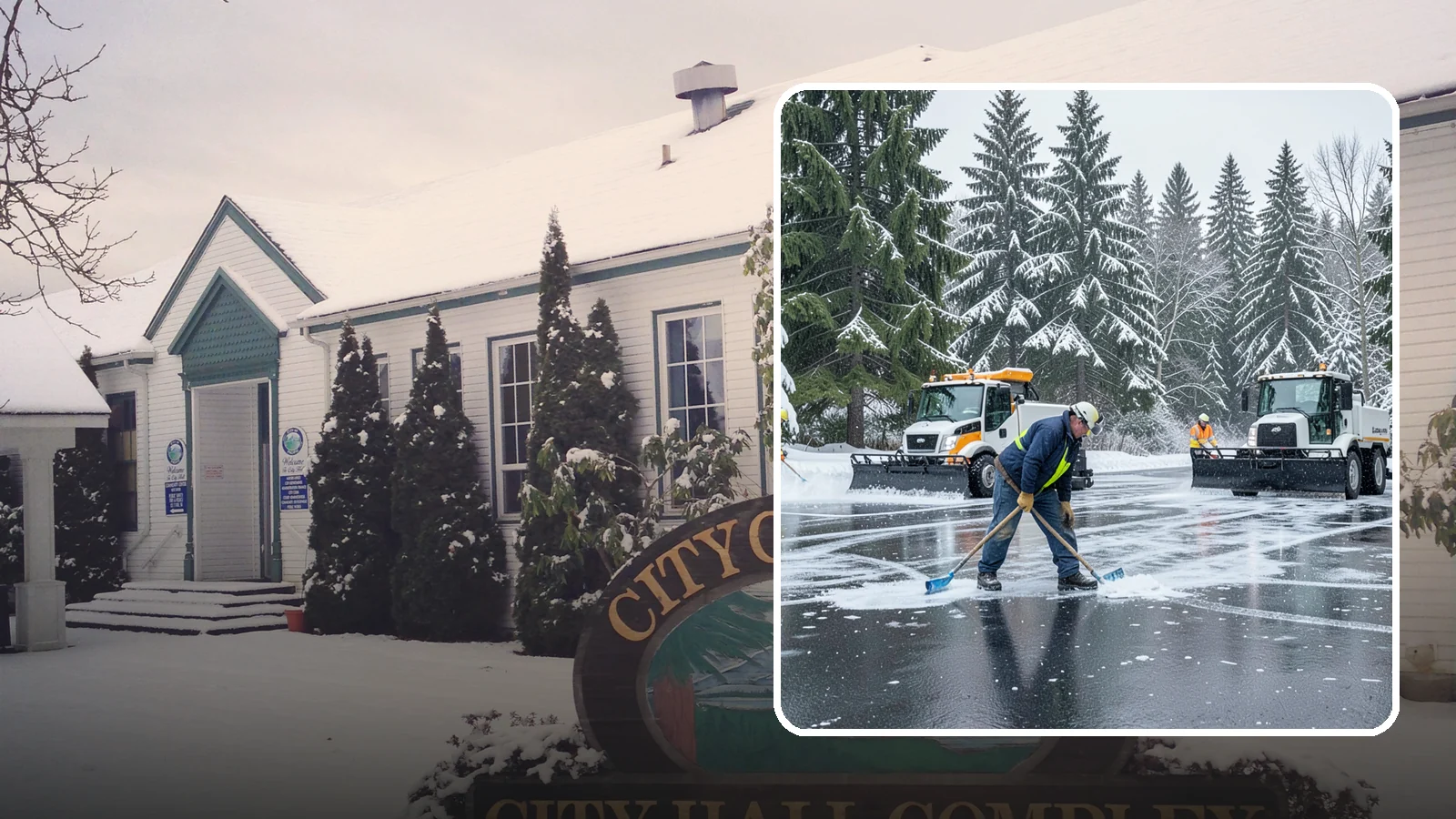 Parking Lot Ice Removal in Pacific, King County, WA - We break up and clear stubborn ice sheets that form after Western Washington's thaw-and-refreeze cycles.