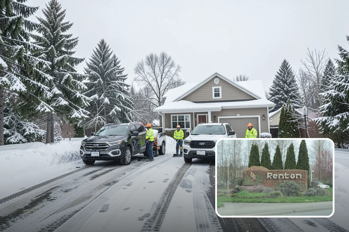 Parking Lot Ice Removal in Renton, King County, WA - Clears layered ice deicer cannot lift