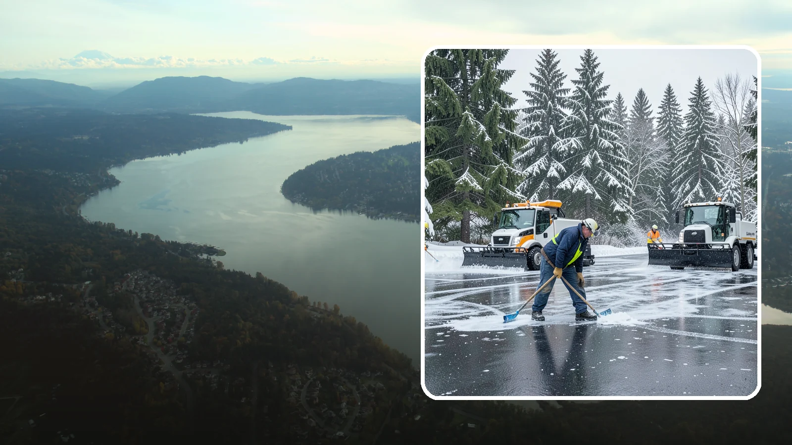 Parking Lot Ice Removal in Sammamish, King County, WA - We break up and clear stubborn ice sheets that form after Western Washington's thaw-and-refreeze cycles.