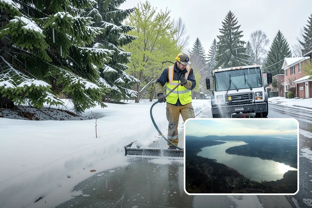 Parking Lot Ice Removal in Sammamish, King County, WA - Clears layered ice deicer cannot lift