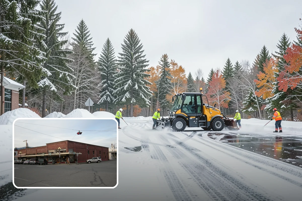 Parking Lot Ice Removal in Sedro-Woolley, Skagit County, WA - Clears layered ice deicer cannot lift