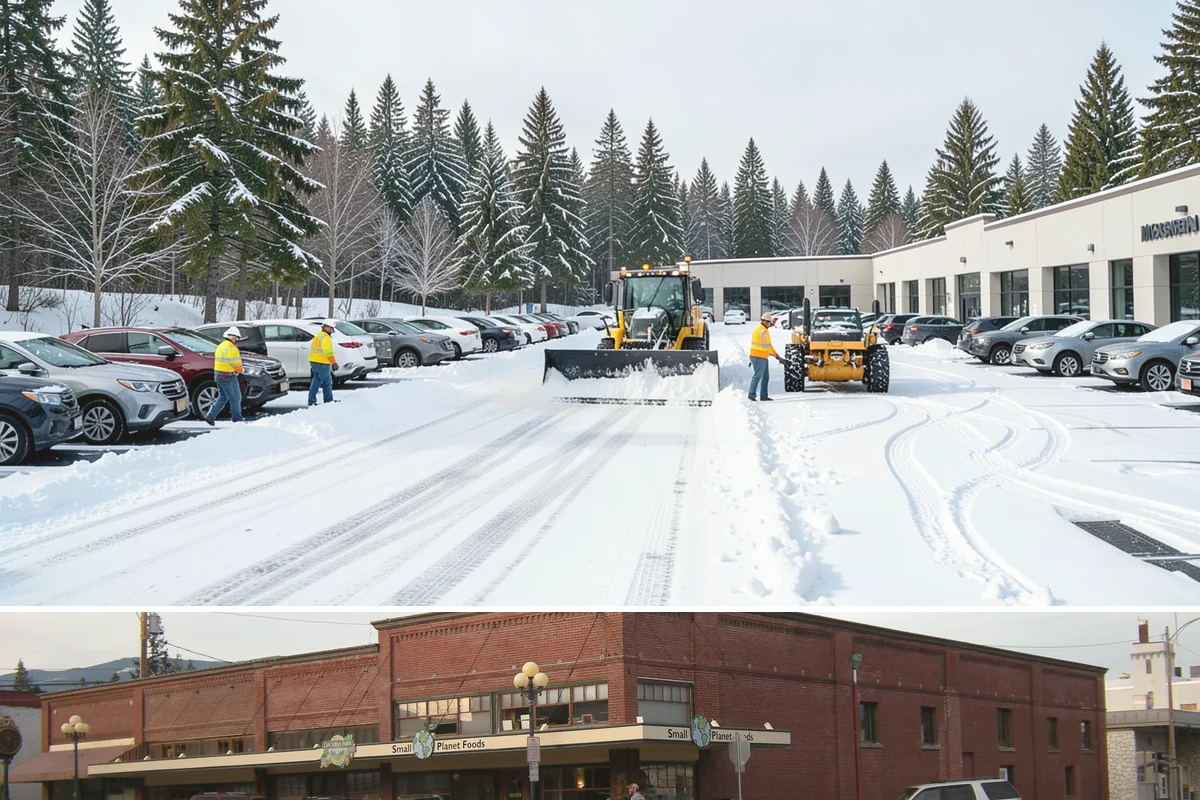 Parking Lot Ice Removal in Sedro-Woolley, Skagit County, WA - Ice removal spikes during freeze-thaw stretches from midwinter into early spring.
