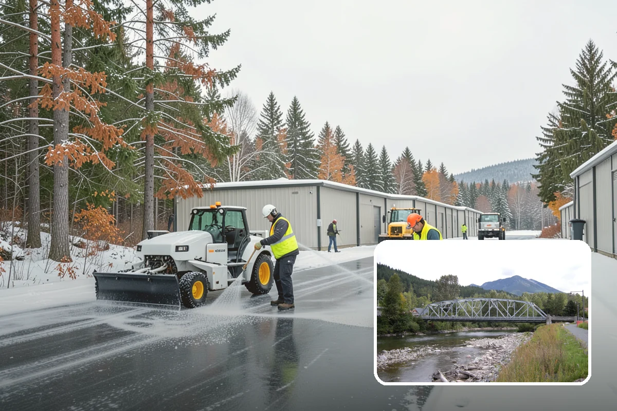 Parking Lot Ice Removal in Skykomish, King County, WA - Clears layered ice deicer cannot lift