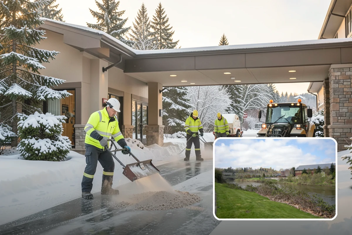 Parking Lot Ice Removal in Tukwila, King County, WA - Clears layered ice deicer cannot lift
